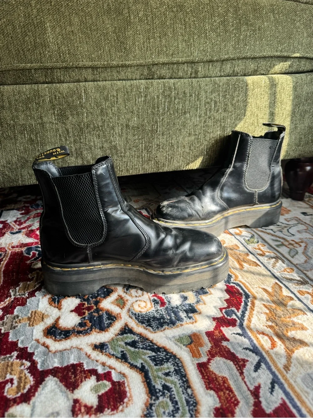Dr Martens 2976 Quad Black Leather Platform Chelsea Boots M9 W10 EU42